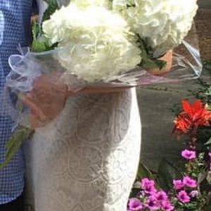 White lace dress . Great for a bride to be